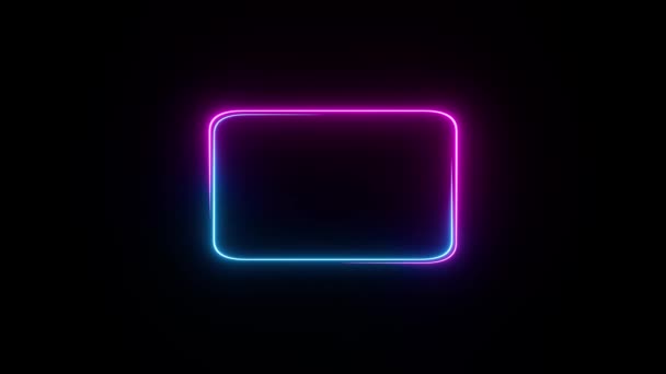 Abstract neon frame. Neon lights motion loops square circular motion. Video animation Ultra HD 4K 3840x2160 — Stock Video