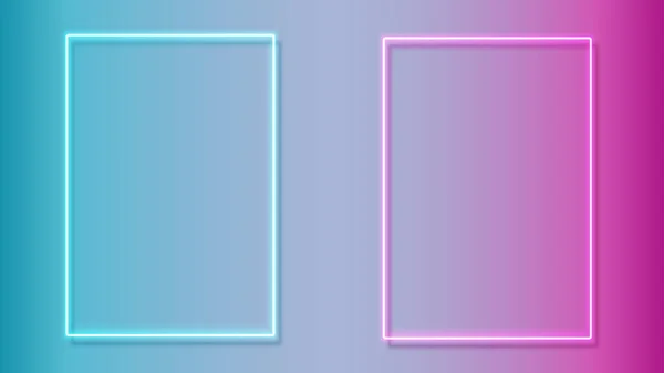 Set frame neon berwarna-warni. Warna biru dan merah muda. Templat elemen desain. Ilustrasi vektor. - Stok Vektor
