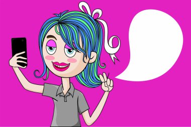 Kız bir fotoğrafını alıyor.