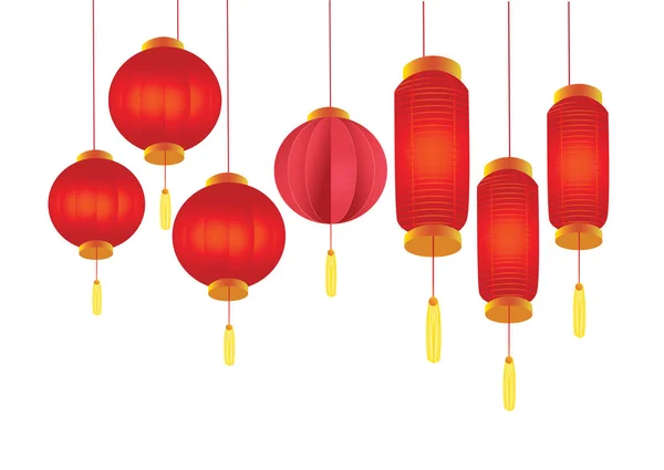 Lanternes Chinoises Pour Festival Nouvel Chinois — Image vectorielle