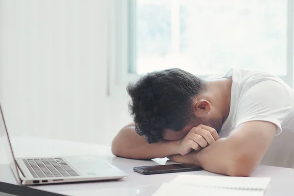 Work until tired, sleep on the desk