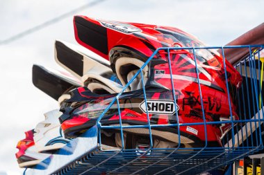 Samara, Rusya Federasyonu - 13 Mayıs 2017: Quad bisiklet motosiklet kask aittir