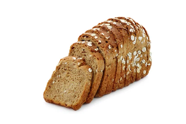 Pane nero con fiocchi d'avena su sfondo bianco isolato — Foto Stock