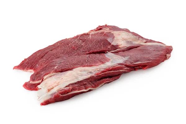 Gran pedazo de carne de res sobre un fondo blanco —  Fotos de Stock