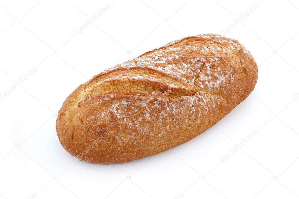 white bread close-up on a white background white background isolated