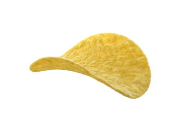 Beyaz arka plan yakın çekim izole tek patates çipi