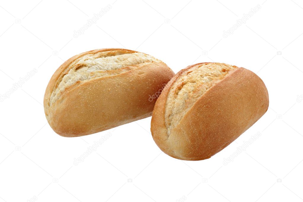 two buns close-up on a white background isolated