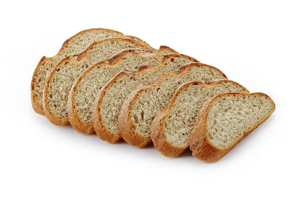Pan rebanado sobre un fondo blanco aislado — Foto de Stock