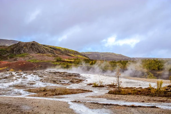 Stormy Day First Geysir Iceland — Stock Photo, Image