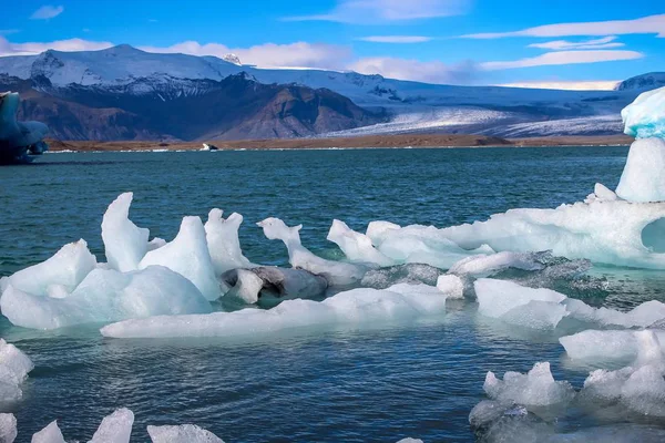Buzdağı Buzul Küresel Isınma Sonucunda Bir Lagün Zlanda Yüzen Üzerinden — Stok fotoğraf