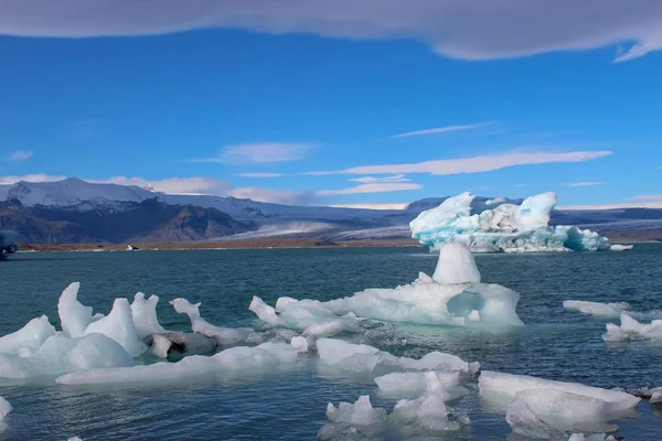 Gleccser Egy Lagúna Izland Globális Felmelegedés Következtében Úszó Jéghegyek — Stock Fotó