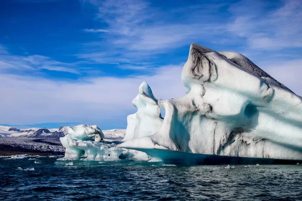 Icebergs Glaciar Flutuando Uma Lagoa Islândia Como Resultado Aquecimento Global — Fotografia de Stock