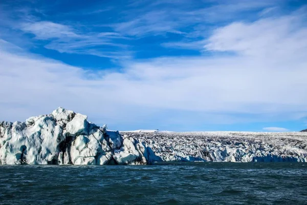 Icebergs Del Glaciar Flotando Una Laguna Islandia Como Resultado Del — Foto de Stock