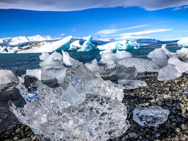 Айсбергів Від Льодовика Плавають Лагуни Ісландії Результаті Глобального Потепління — стокове фото