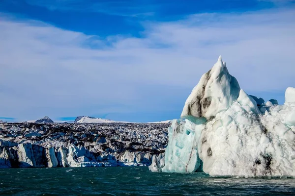 Icebergs Glaciar Flutuando Uma Lagoa Islândia Como Resultado Aquecimento Global — Fotografia de Stock