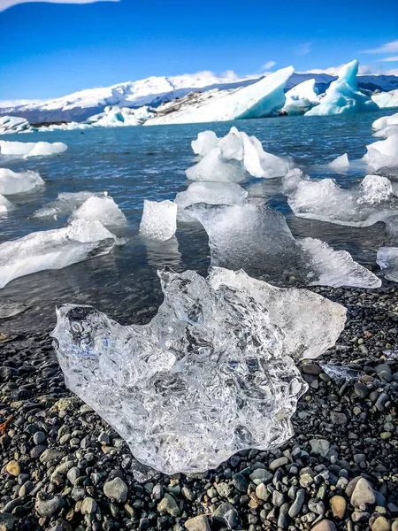 Icebergs Glacier Flottant Dans Lagon Islande Suite Réchauffement Climatique — Photo