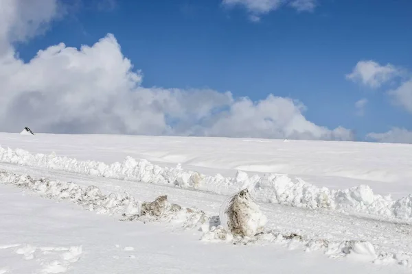 Cima Montaña Cubierta Nieve Del Glaciar Langjokull Círculo Dorado Icleand — Foto de Stock