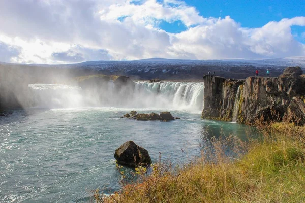 野の花と北東アイスランドの滝 — ストック写真
