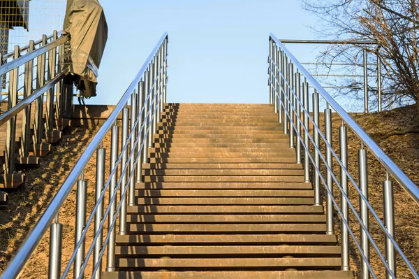 Escaleras Que Conducen Parque Vista Fondo Antecedentes Nitidez Campo Medio —  Fotos de Stock
