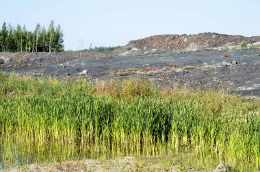 Manzara madencilik faaliyetleri sonra çöl. Overburden dökümü çukur nedeniyle ormanları imha.