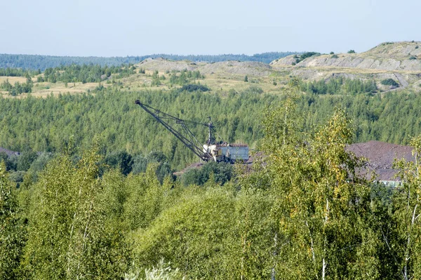 Krajobraz Działalności Górniczej Niszczenie Lasów Powodu Pit Zrzutu Nadkładu — Zdjęcie stockowe