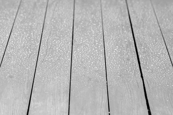 Wooden Background Boards Water Drops Top View Angle Black White — Stock Photo, Image