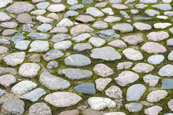 Cobblestone Pavimento Parte Antiga Cidade Fundo Texturizado — Fotografia de Stock