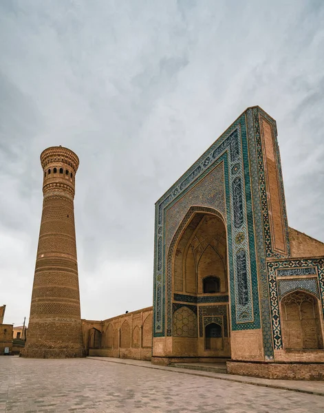 Poi Kalon Mecset Minaret Bukhara Üzbegisztán Komplexum Található Város Történelmi — Stock Fotó