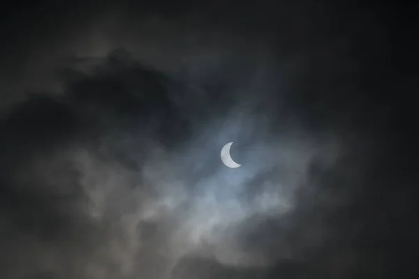 Eclipse solar parcial de 21 de agosto de 2017, de Quebec, Canadá . — Fotografia de Stock