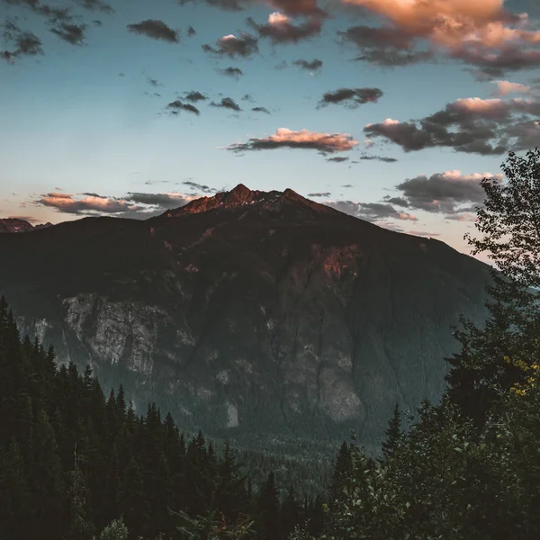Widokiem na zachód słońca z Mount Revelstoke w lesie z blue sky i chmury. Kolumbia Brytyjska, Kanada. — Zdjęcie stockowe