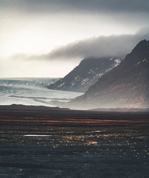 Weg Die Leidt Naar Enorme Gletsjers Bergen Ijsland Vatnajokull Gletsjer — Stockfoto