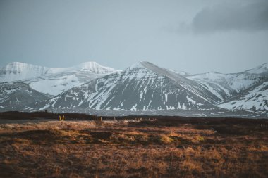 Sokak otoyol çevre yolu No.1 İzlanda, doğru dağ manzaralı. Güney tarafı Eğer ülke.