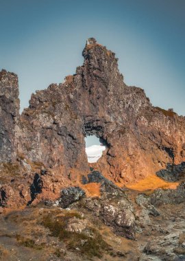 Gölgeler Djupalonssandur güneş yıldız veya siyah lav Pearl Beach İzlanda Snaefellsnes Yarımadası.