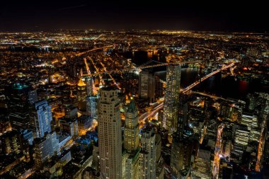 New York Skyline Cityview Manhatten gece Dünya Ticaret Cente