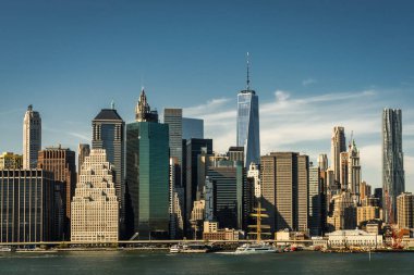 New York Skyline Citiview Manhatten özgürlük Kulesi dünya Tra ile