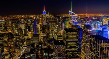 New York Skyline Manhatten Cityscape Empire State Binası Rock günbatımı üstünden