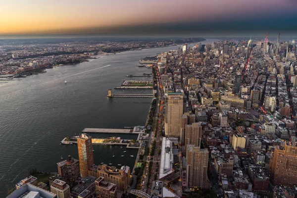 New York Skyline Cityview Liguatten Tramonto dal World Trade Cent — Foto Stock