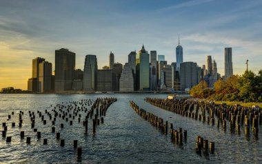 New York Skyline Cityscape Manhatten Dünya Ticaret Merkezi'nin Özgürlük 
