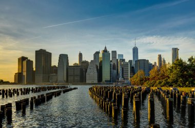 New York Skyline Cityscape Manhatten Dünya Ticaret Merkezi'nin Özgürlük 