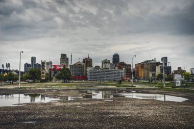 Detroit, Michigin, Amerika Birleşik Devletleri - Ekim 2018: Şehir Detroit Michigan ABD görünümünü. Detroit en büyük ve en kalabalık şehir ABD devlet Michigan, Amerika Birleşik Devletleri şehridir mi