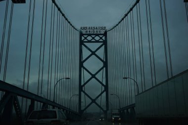 Detroit, Michigan, March 07 2019: Detroits Ambassador Bridge separates Canada from the United States. clipart