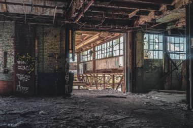 Terk edilmiş Fisher araba fabrikası Detroit Detroit, Michigan, Amerika Birleşik Devletleri - 18 Ekim 2018: görünümü. Fisher araba fabrikası birden çok şehir blokları ve önlemleri içinde sprawls 3.5 milyon metrekare