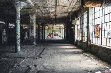 Terk edilmiş Fisher araba fabrikası Detroit Detroit, Michigan, Amerika Birleşik Devletleri - 18 Ekim 2018: görünümü. Fisher araba fabrikası birden çok şehir blokları ve önlemleri içinde sprawls 3.5 milyon metrekare