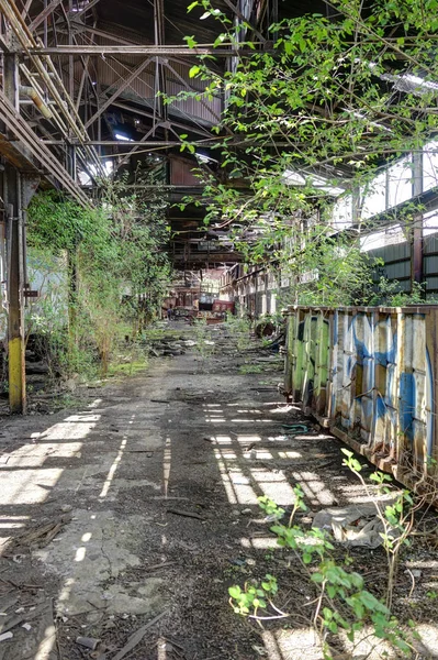 Detroit, Michigan, Estados Unidos - 18 de octubre de 2018: Vista de la abandonada Gray Iron Factory en Detroit. Detroit Gray Iron Foundry fue una de las varias empresas de fundición ubicadas a lo largo del frente del agua — Foto de Stock