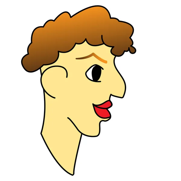 Icône de profil d'homme caucasien, visage vu de côté, avatar, illustration vectorielle. un gros nez . — Image vectorielle
