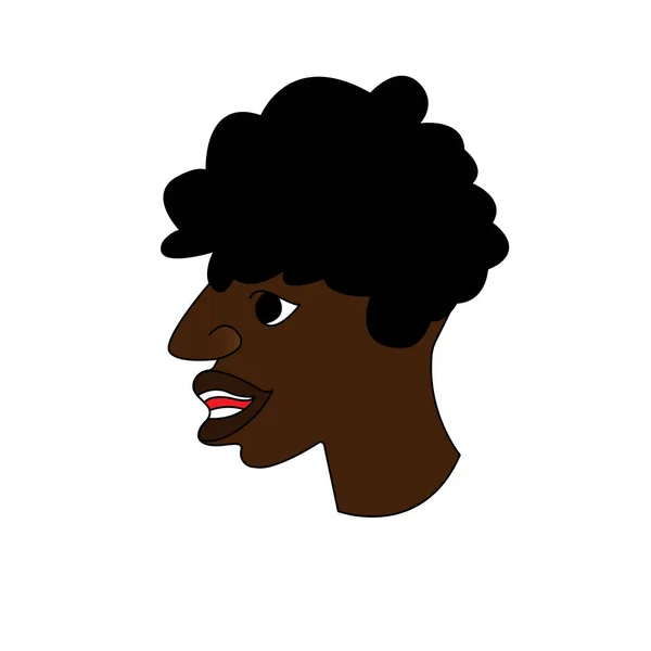 Profil d'un homme afro-américain. Portrait d'un homme. Avatar. Illustration plate vectorielle — Image vectorielle