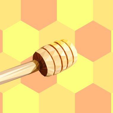 Düşük Polly tekniğinde yapılmış ahşap bal ayı. vektör çizim.