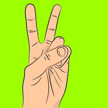 Barış ve zafer işareti ver. el hareketleri. vektör çizim.