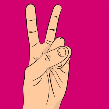 Barış ve zafer işareti ver. el hareketleri. vektör çizim.