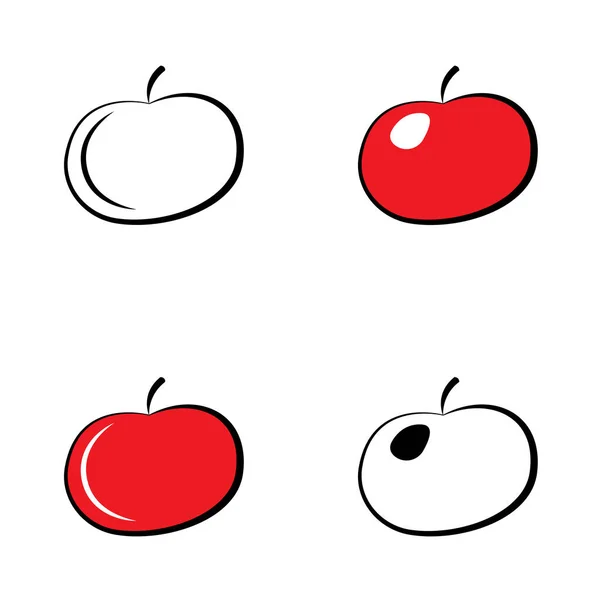 Kleurige appel pictogrammenset geïsoleerd op witte achtergrond. Vector plat designelementen voor de gezondheidszorg, dieet. — Stockvector